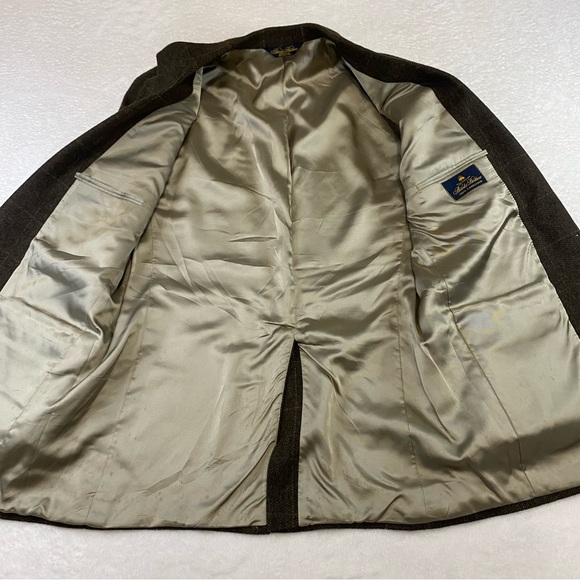 Vintage Brooks Brothers Sport Coat Blazer Jacket Mens sz 44 Camel Hair Plaid USA - Picture 9 of 16